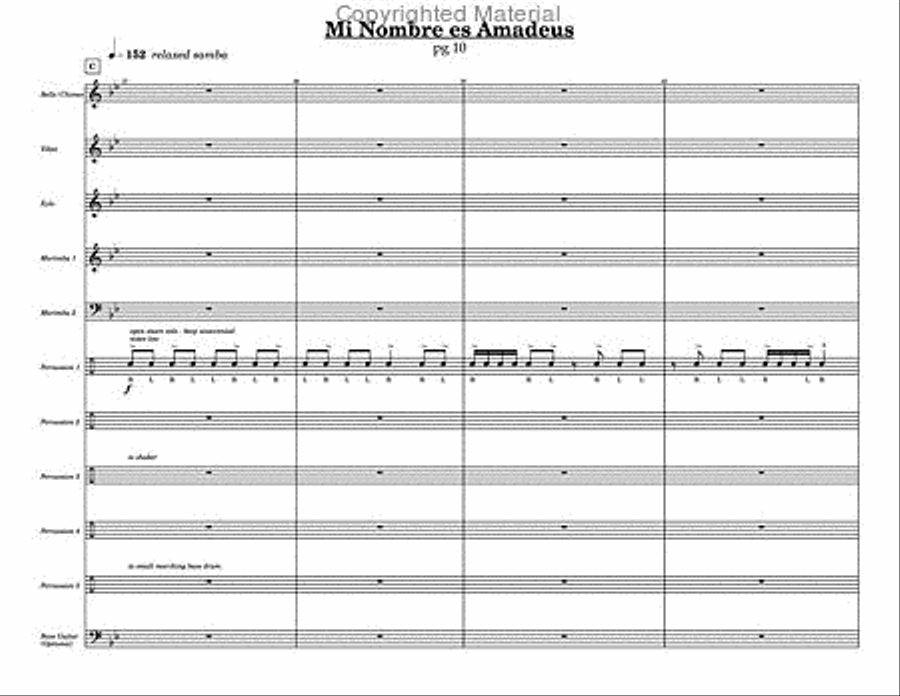 Mi Nombre es Amadeus Percussion Ensemble scores gallery preview page 4