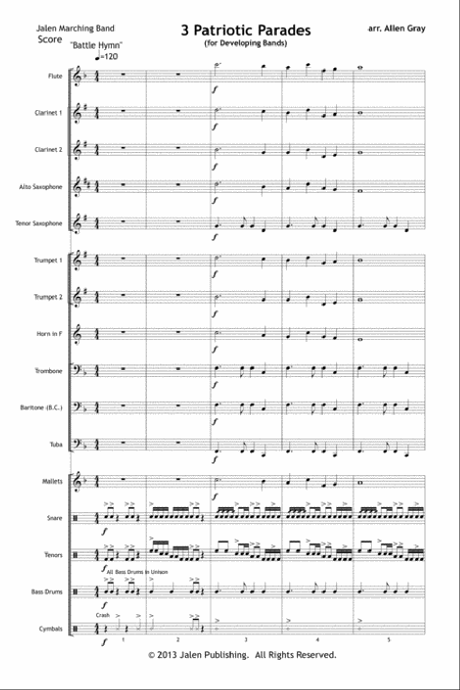 3 Patriotic Parades Marching Band scores gallery preview page 2
