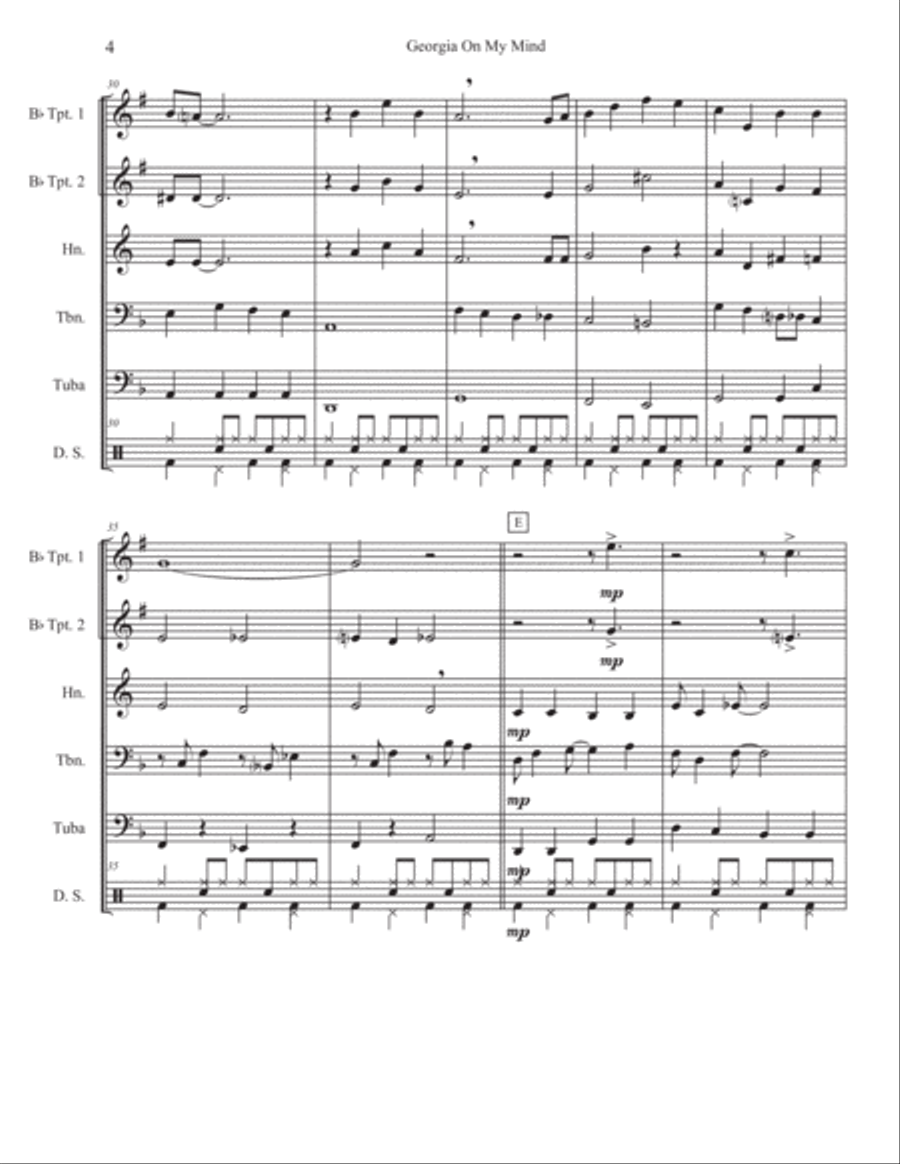 Georgia On My Mind Brass Quintet scores gallery preview page 5