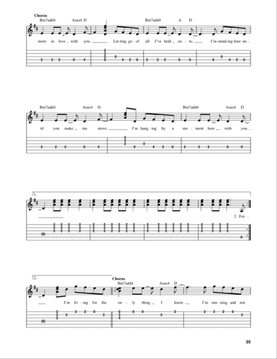 Hanging By A Moment Acoustic Guitar scores gallery preview page 2