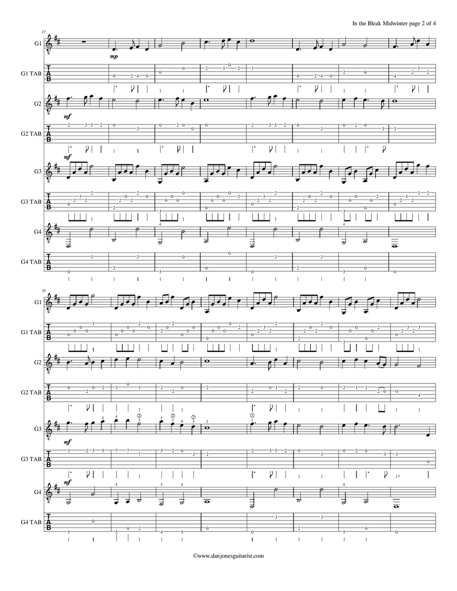 In the Bleak Midwinter Guitar Ensemble scores gallery preview page 2