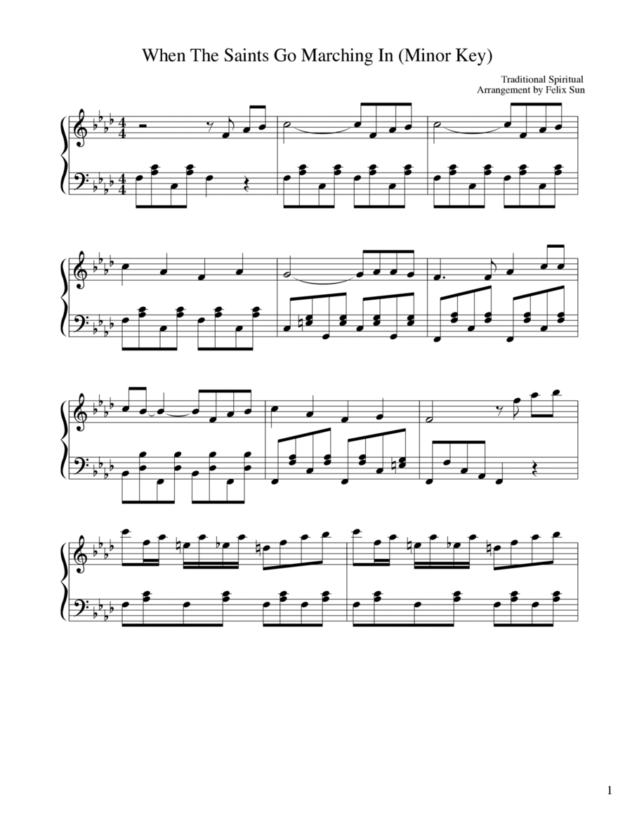 When The Saints Go Marching In (Minor Key) - Piano Solo image number null