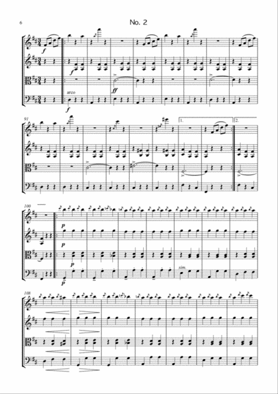 Waldteufel: Skater's Waltz (string quartet) String Quartet scores gallery preview page 6