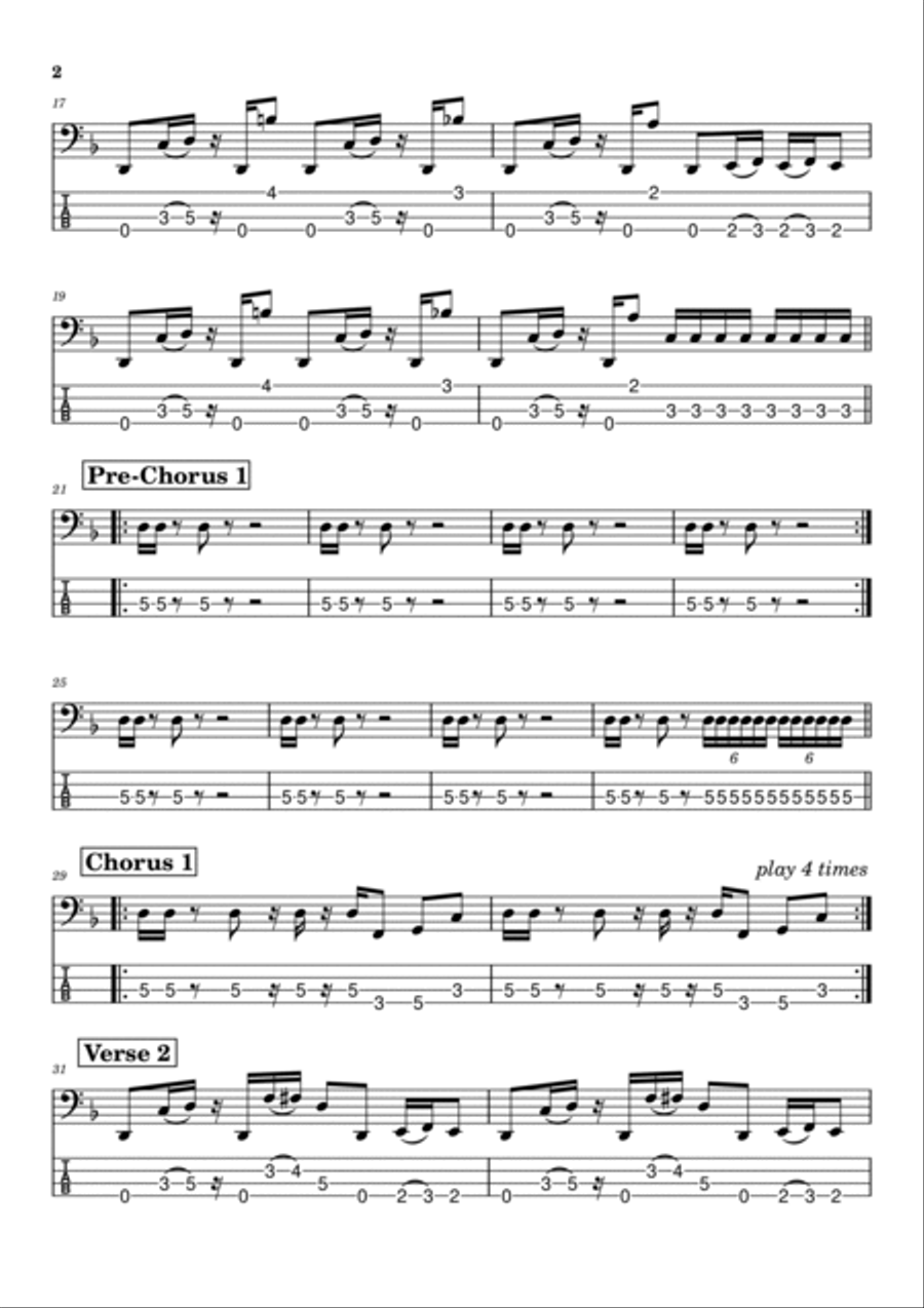 Killing In The Name Guitar Tablature scores gallery preview page 2