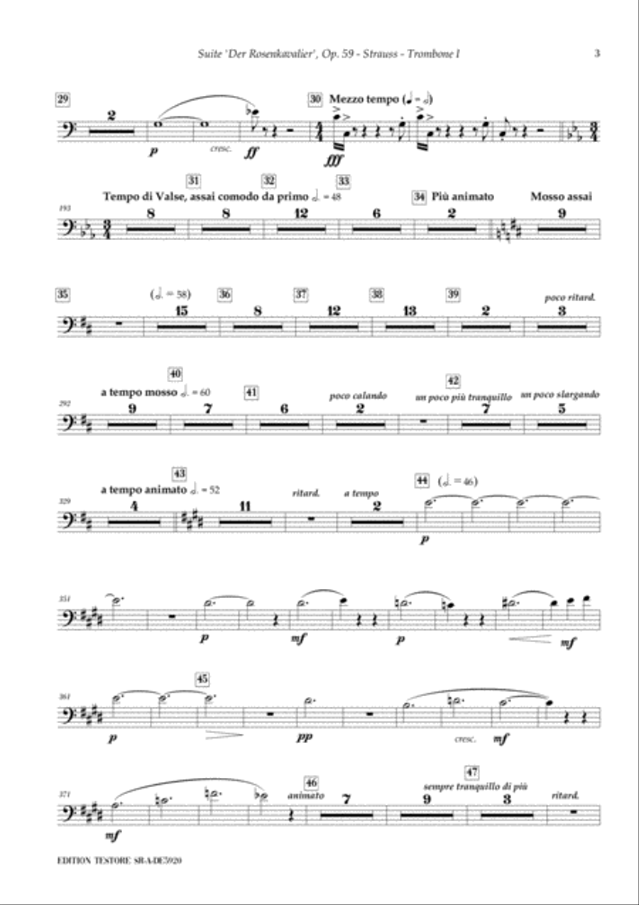RICHARD STRAUSS - SUITE DER ROSENKAVALIER, OP. 59 - TROMBONES I, II, III & TUBA Full Orchestra scores gallery preview page 5
