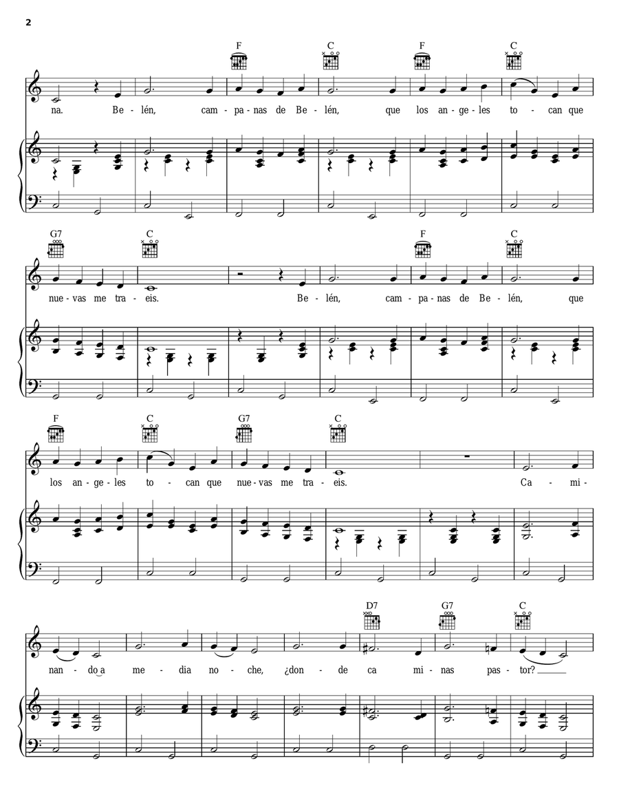 Campana Sobre Campana Piano, Vocal, Guitar scores gallery preview page 2