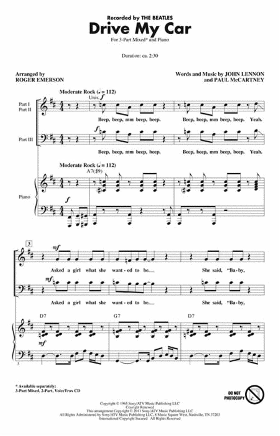 Drive My Car Drive My Car Choir scores gallery preview page 2