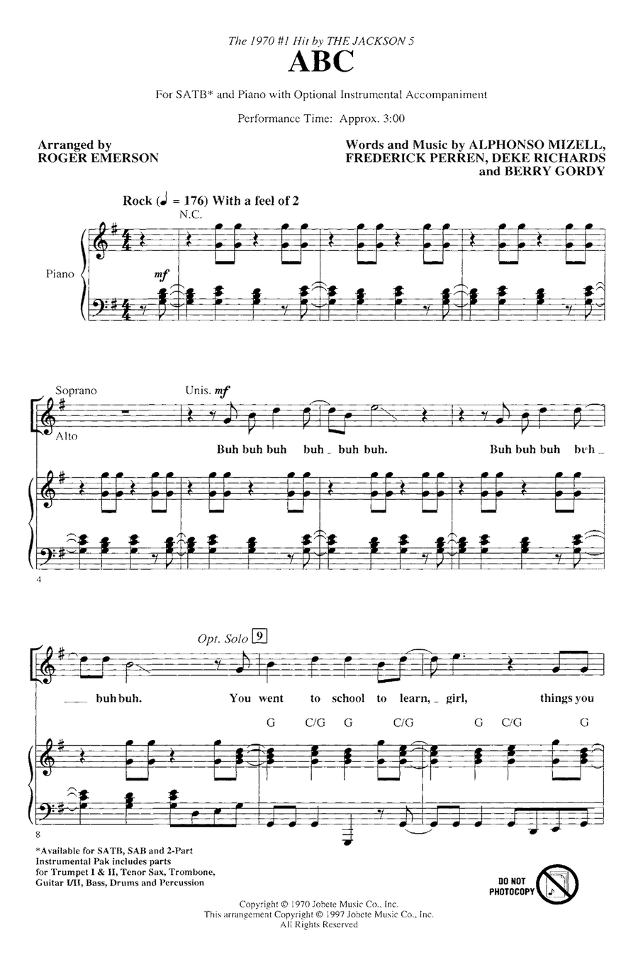 ABC (arr. Roger Emerson) 4-Part scores gallery preview page 1