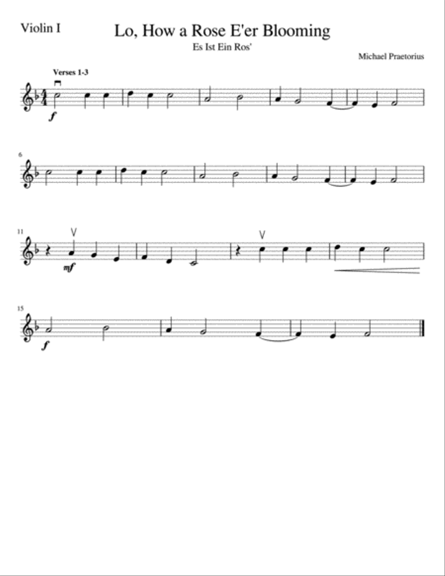 Lo, How a Rose E'er Blooming String Quartet scores gallery preview page 3