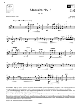 Book cover for Mazurka No. 2 (Grade 8, C3, from the ABRSM Violin Syllabus from 2024)