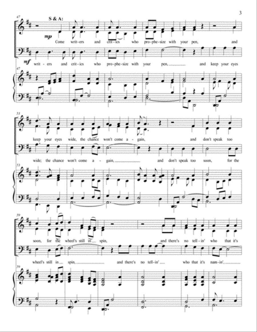 The Times They Are A-changin' 4-Part scores gallery preview page 3