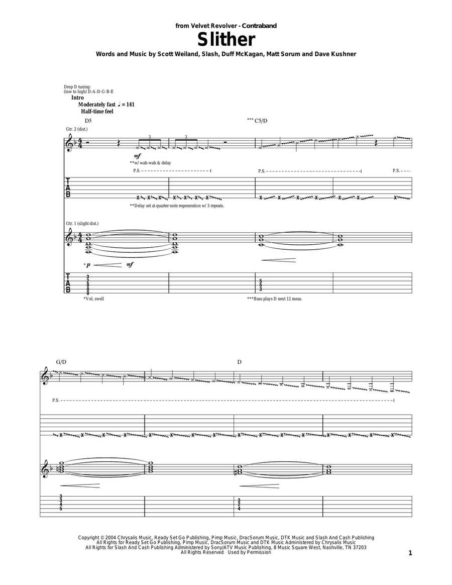 Slither Acoustic Guitar scores gallery preview page 1