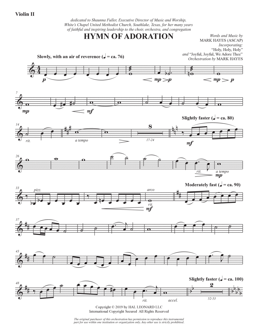Hymn of Adoration - Violin 2 Choir scores gallery preview page 1