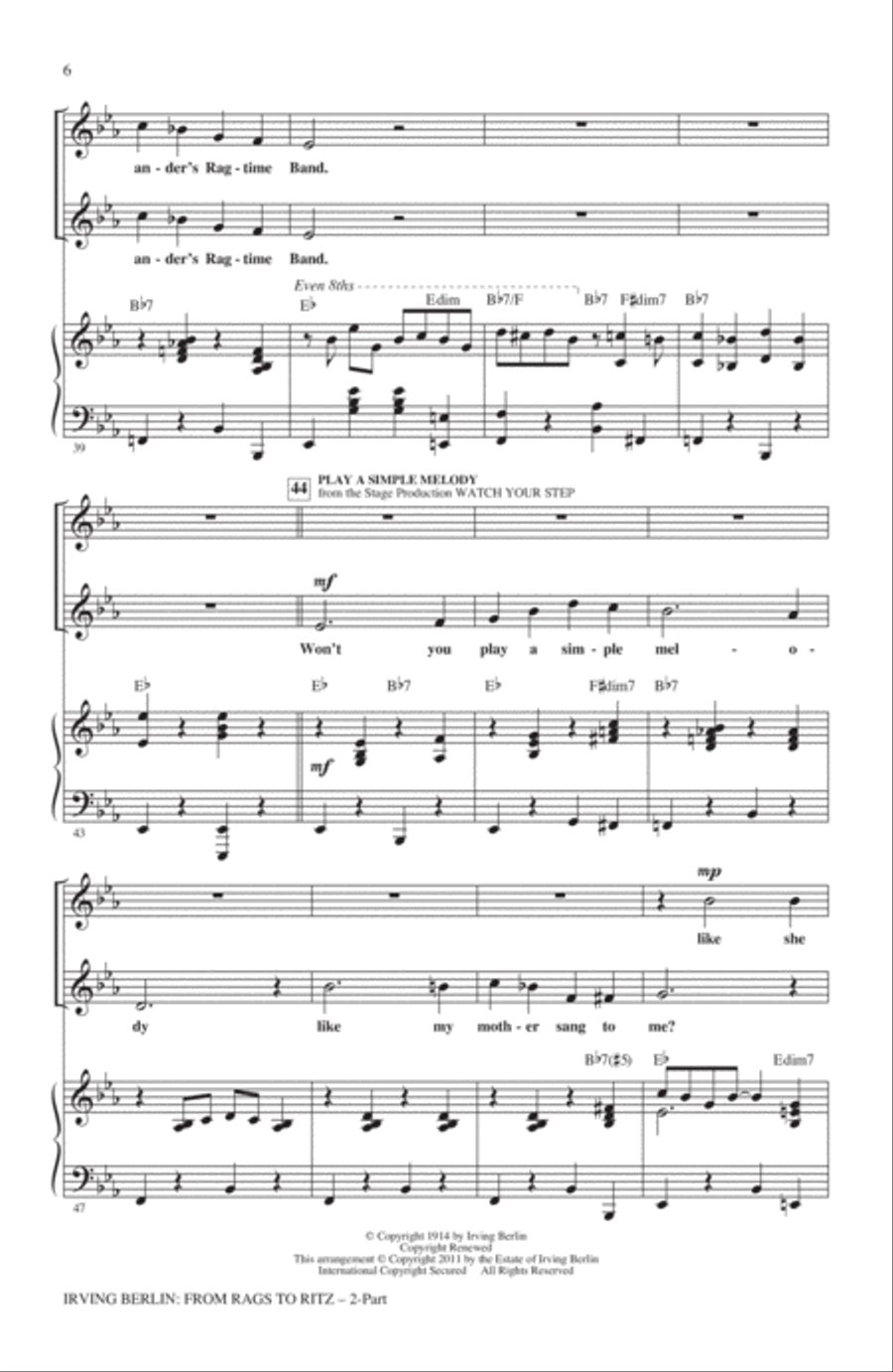 Irving Berlin: From Rags To Ritz (Medley) 2-Part scores gallery preview page 5