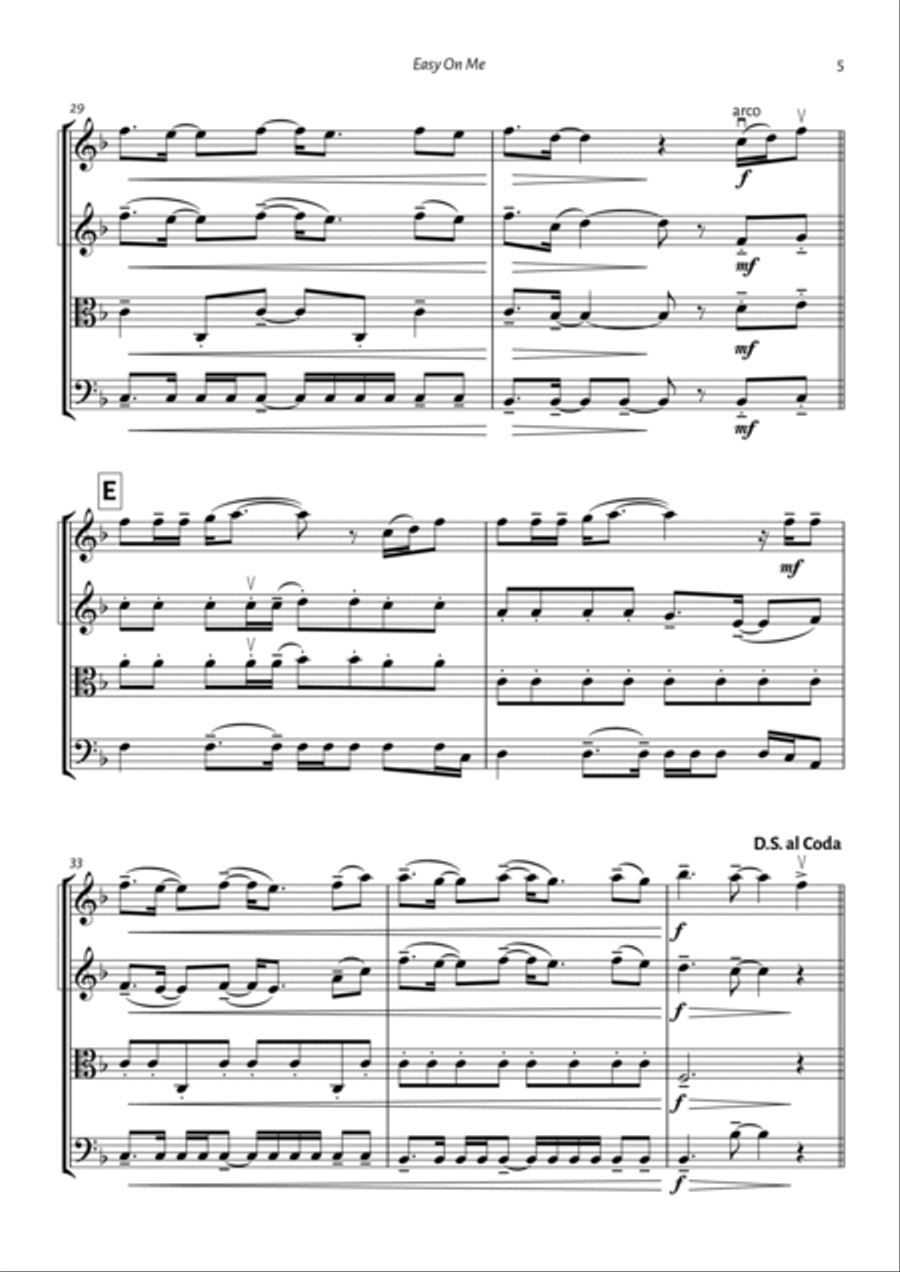 Easy On Me String Quartet scores gallery preview page 5