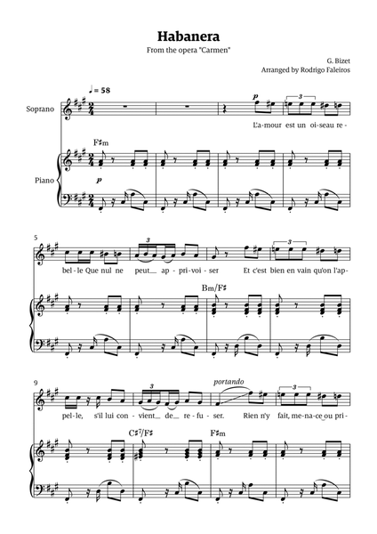 Habanera (for soprano - F# minor/major) image number null