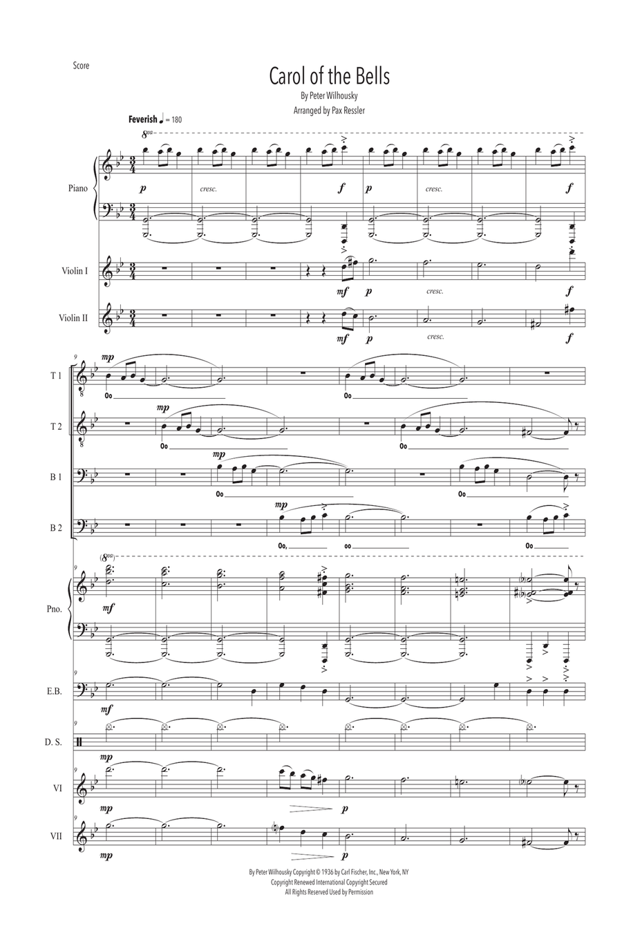 Carol Of The Bells TTBB scores gallery preview page 1