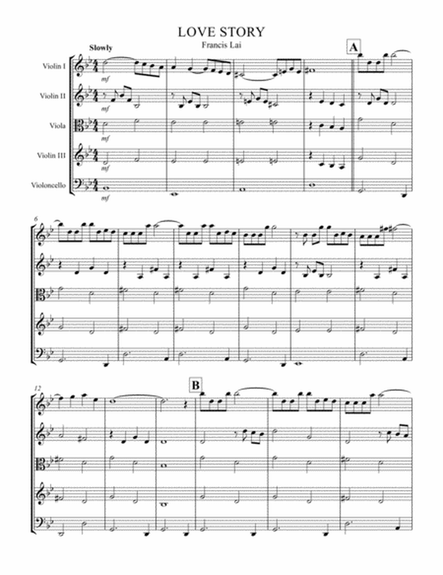 Love Story by Francis Lai String Quartet