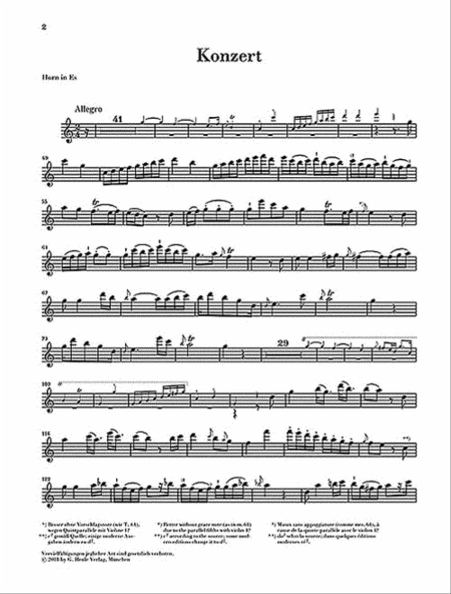 Concerto for Horn (Trumpet) and Strings in E-Flat Major Horn Solo scores gallery preview page 3