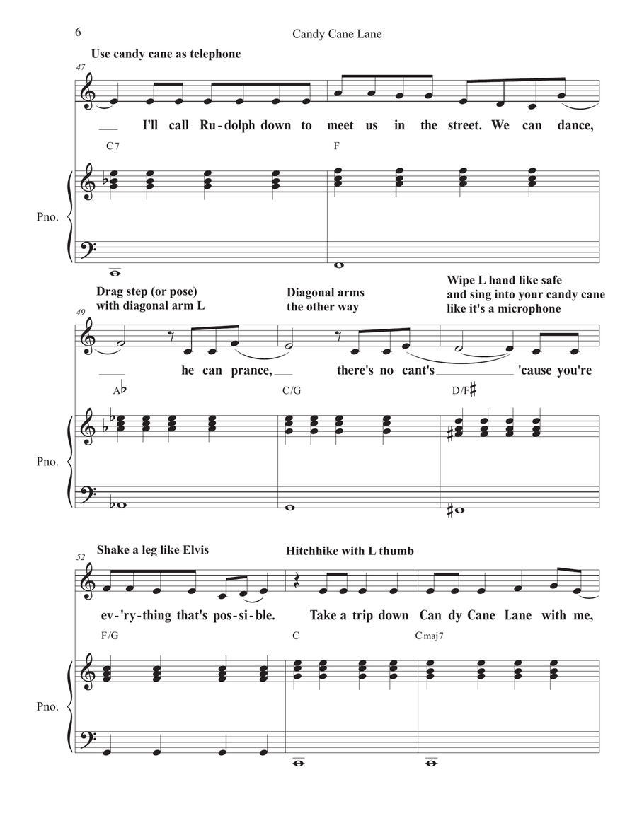 Candy Cane Lane Unison Choir scores gallery preview page 6