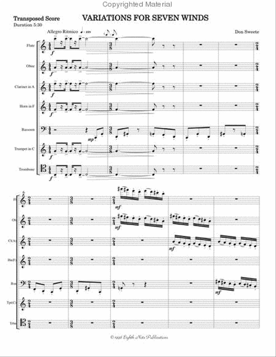 Variations for Seven Winds Small Ensemble scores gallery preview page 2