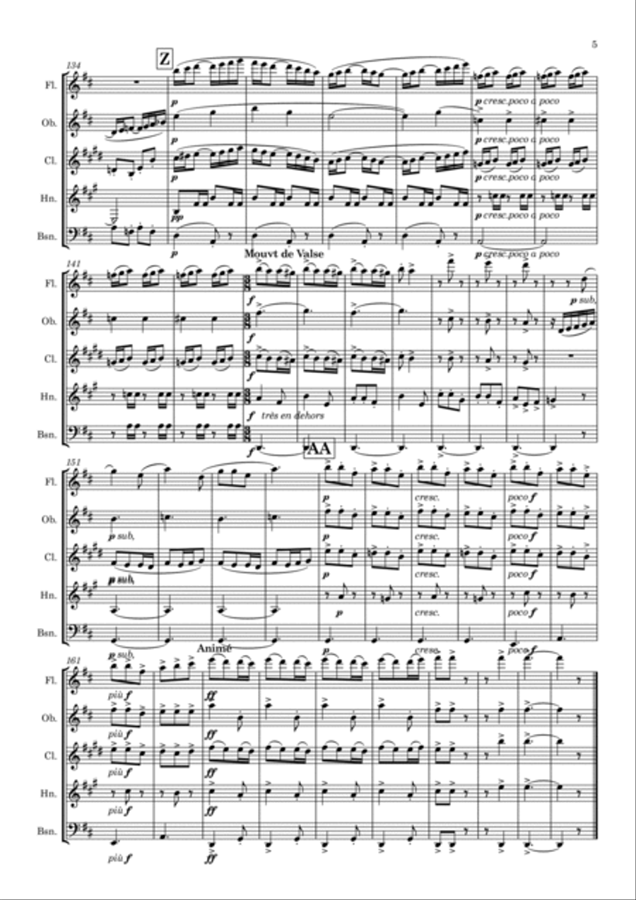Debussy: Petite Suite Mvt.4 Ballet - wind quintet Woodwind Quintet scores gallery preview page 6