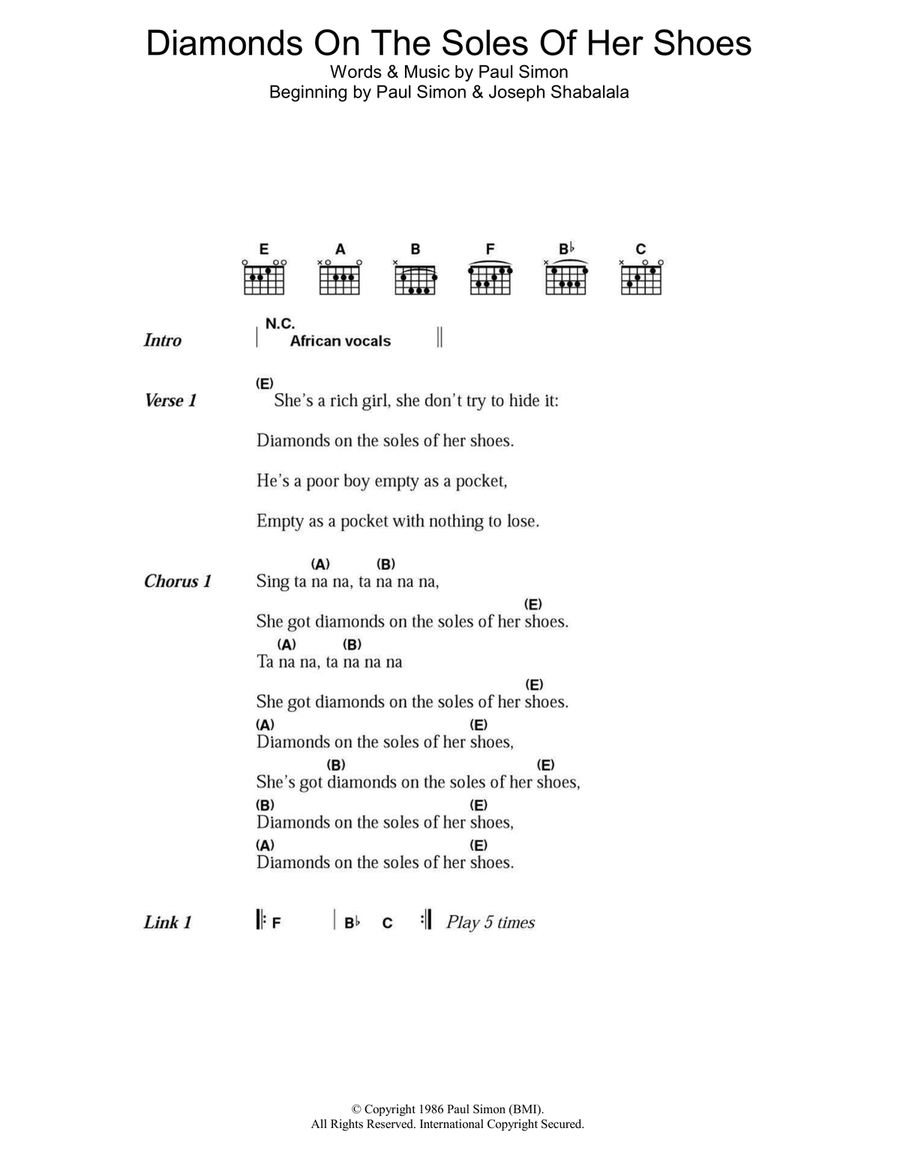 Diamonds On The Soles Of Her Shoes Acoustic Guitar scores gallery preview page 1