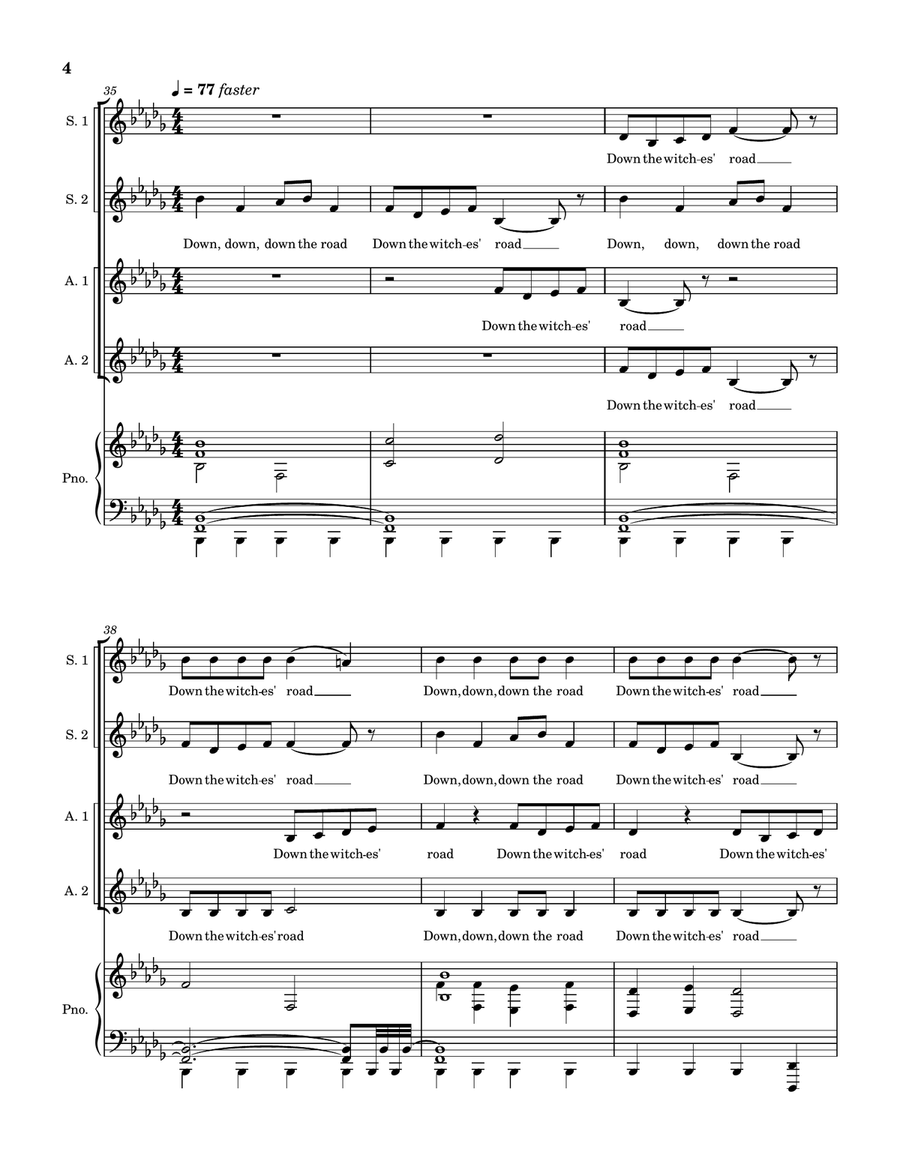 The Ballad Of The Witches' Road (Sacred Chant Version) SSAA scores gallery preview page 4