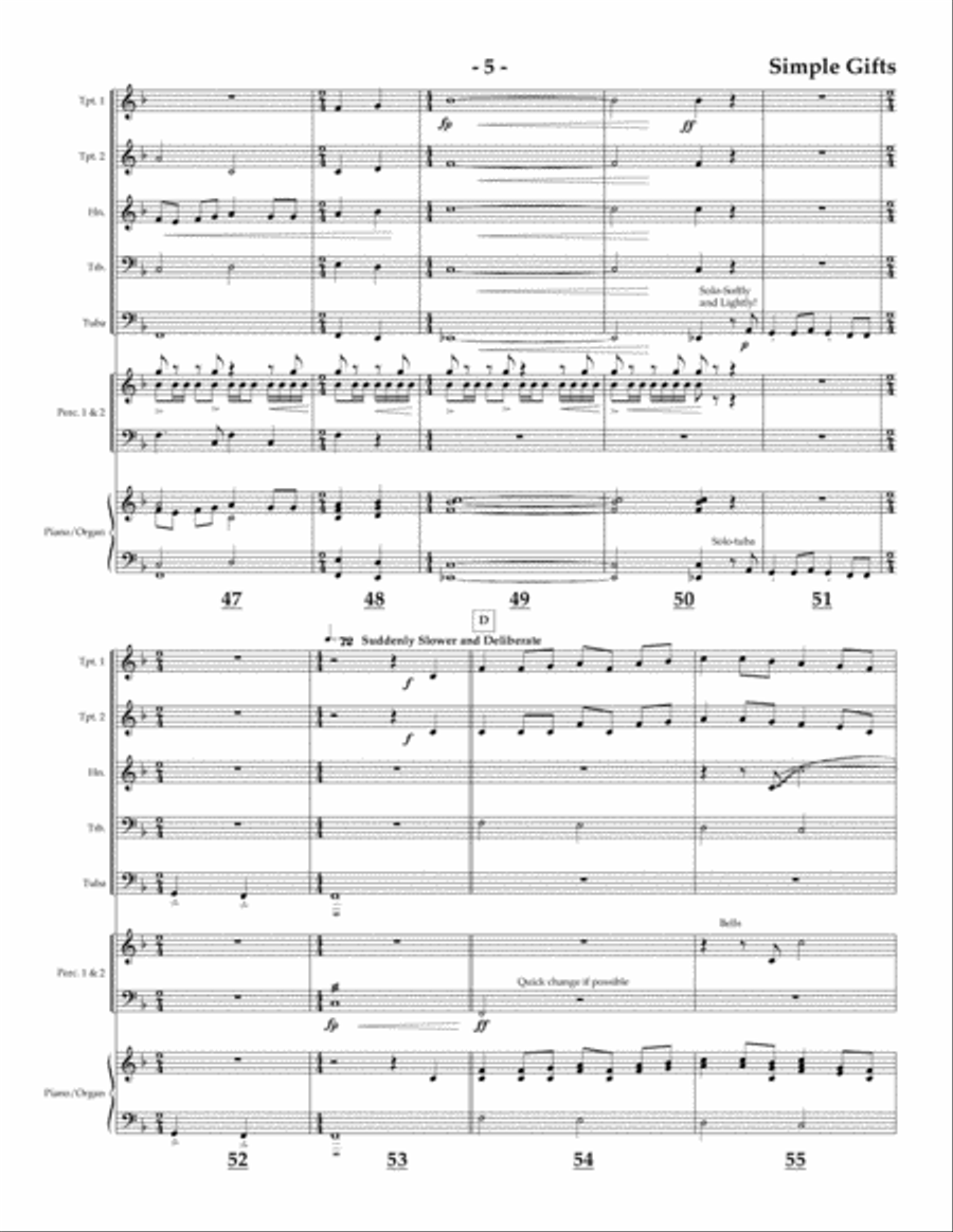 Simple Gifts for Brass Quintet Brass Quintet scores gallery preview page 5