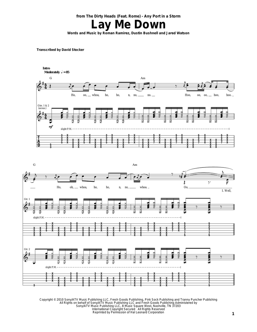 Lay Me Down Acoustic Guitar scores gallery preview page 1