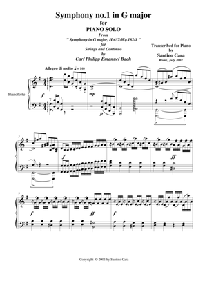 Book cover for Bach C.P.E. Symphony No.1 in G major - Piano version