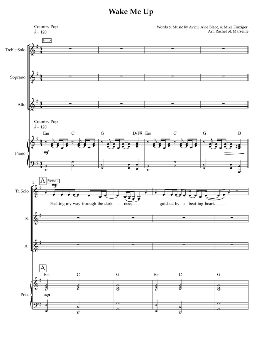 Wake Me Up SSA scores gallery preview page 1
