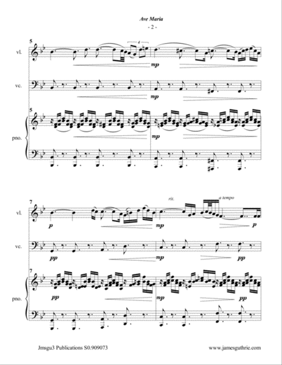 Schubert: Ave Maria for Piano Trio Piano Trio scores gallery preview page 2
