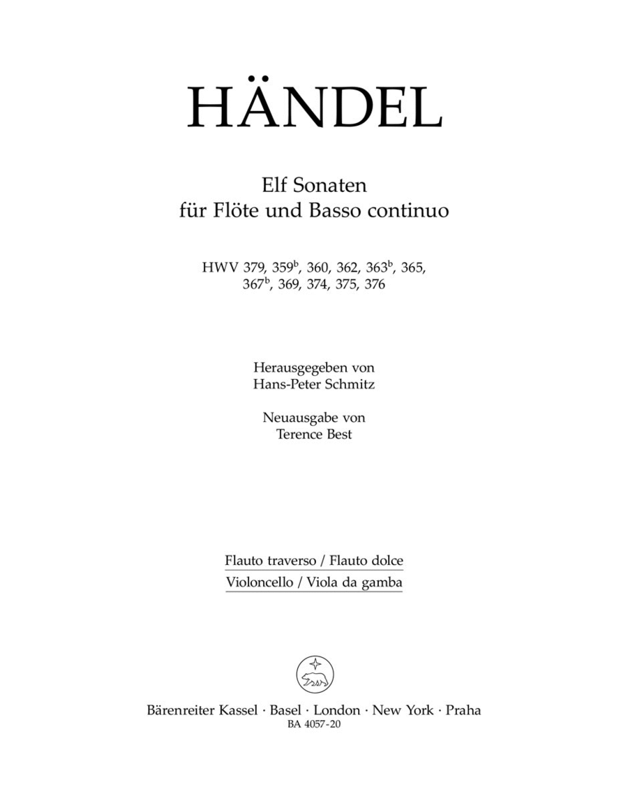 Elf Sonaten fur Flote und Basso continuo. Urtext der Hallischen Handel-Ausgabe (Neuausgabe)