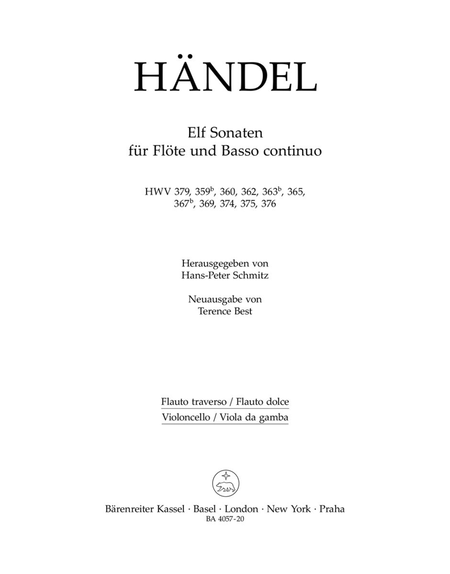 Eleven Sonatas for Flute and Basso continuo HWV 379, 359b, 360, 362, 363b, 365, 367b, 369/ HWV 374-376