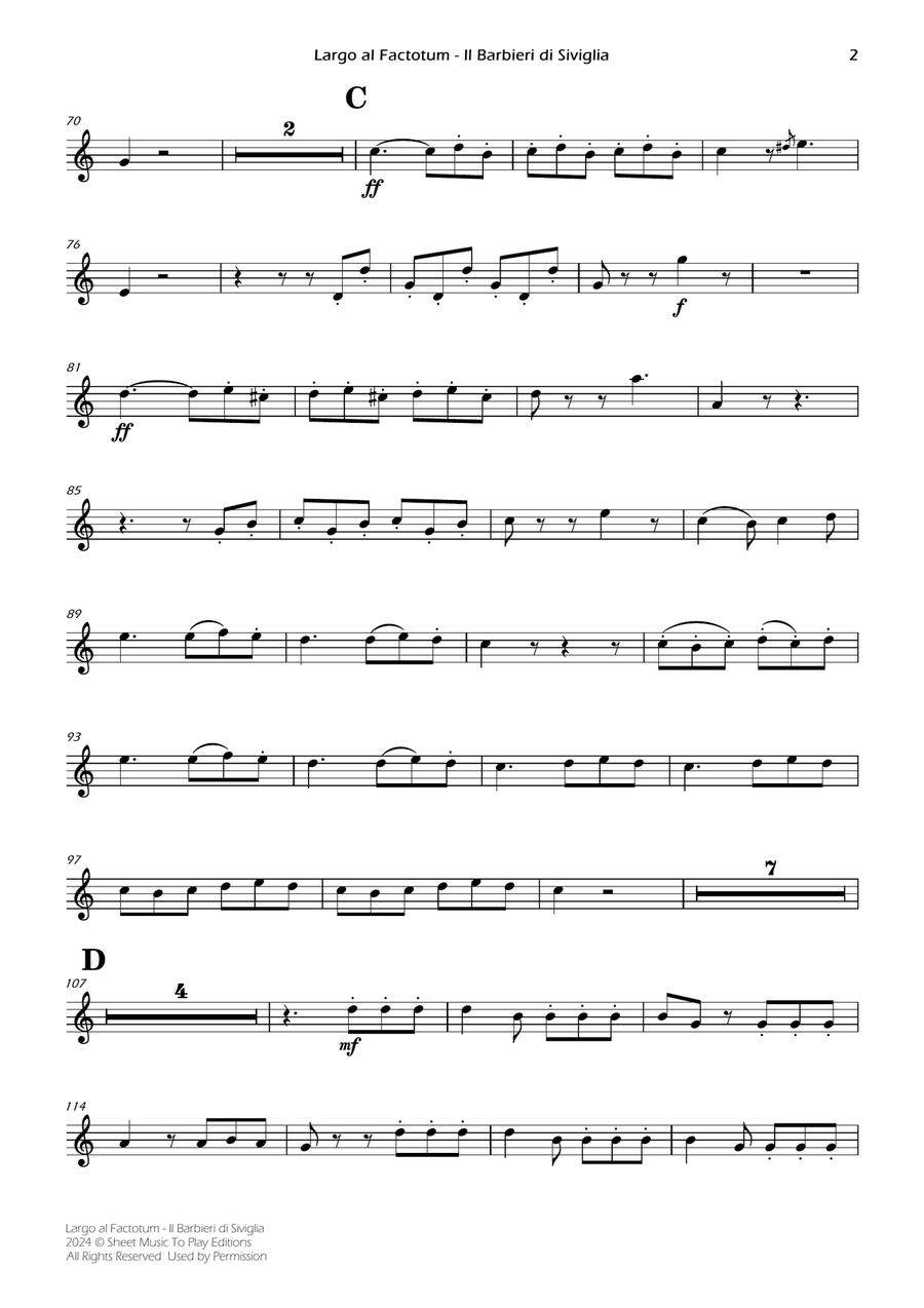 Largo al Factotum - Violin and Piano (Individual Parts) Violin Solo scores gallery preview page 2