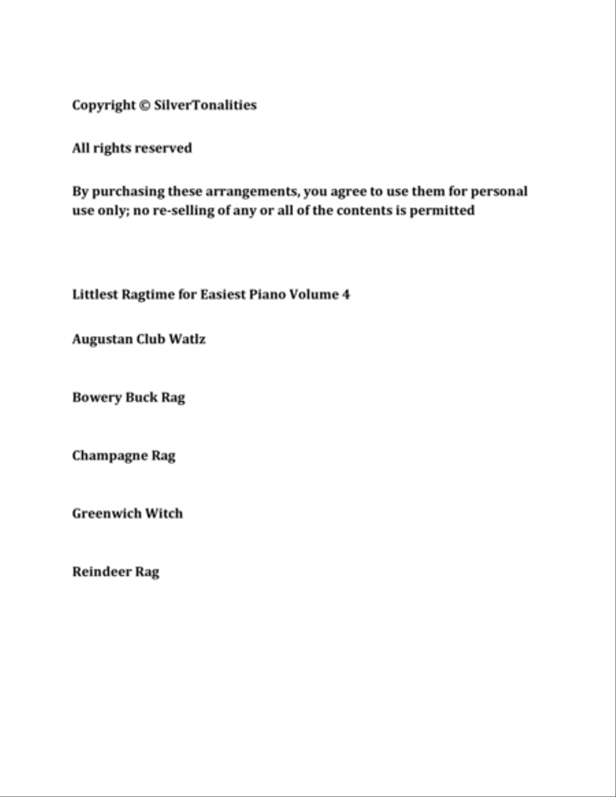 Littlest Ragtime for Easiest Piano Volume 4 Sheet Music Easy Piano scores gallery preview page 2