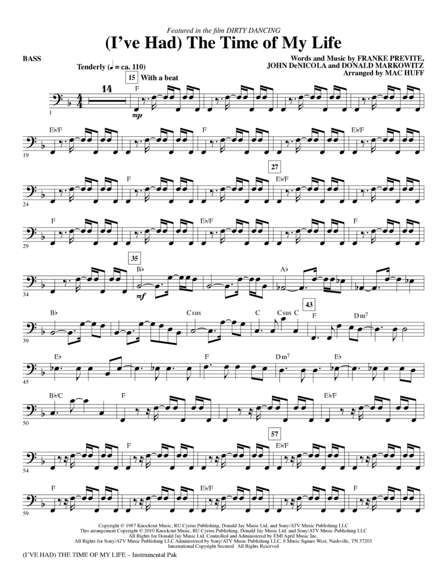(I've Had) The Time Of My Life (arr. Mac Huff) - Bass Choir scores gallery preview page 1