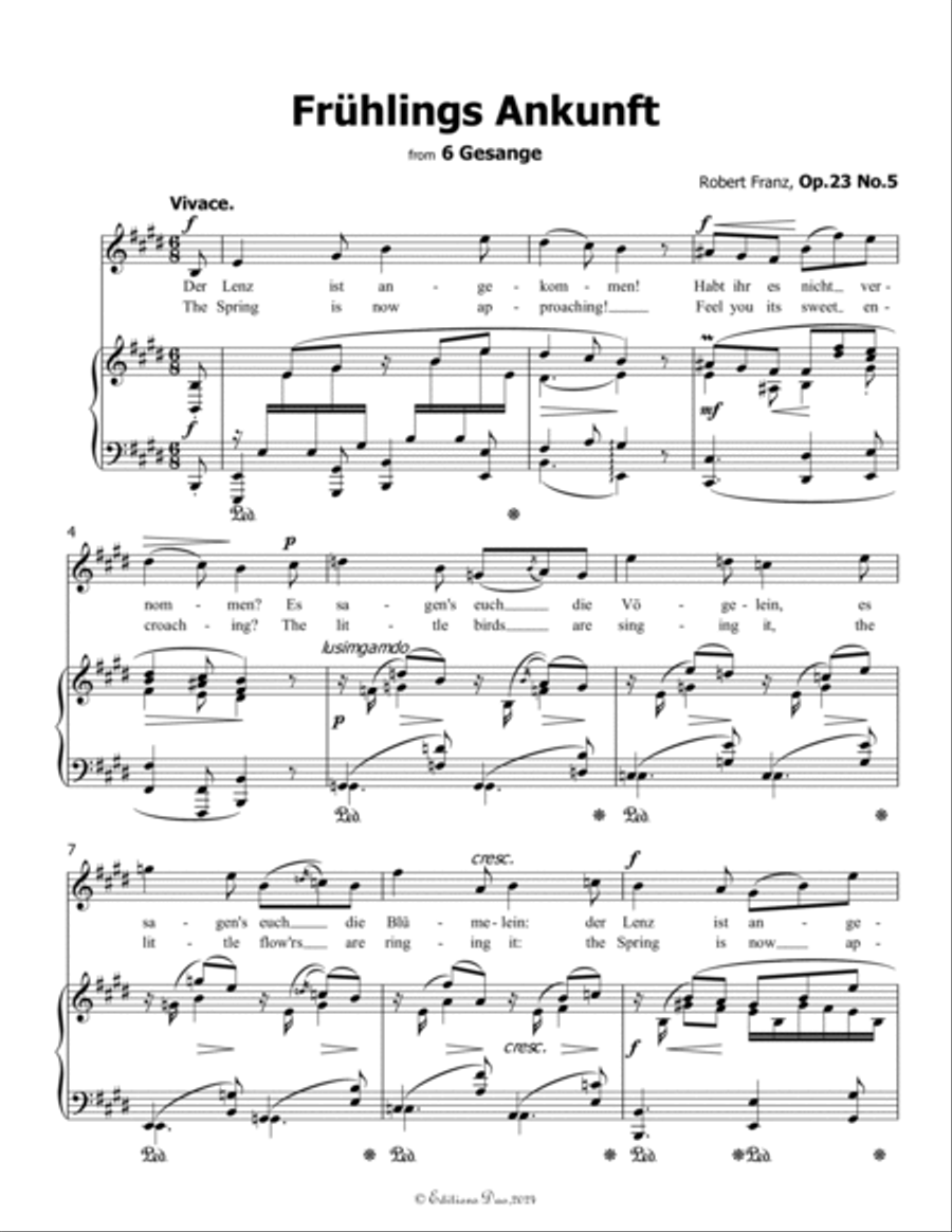 Fruhlings Ankunft, by Robert Franz, in E Major Voice scores gallery preview page 3