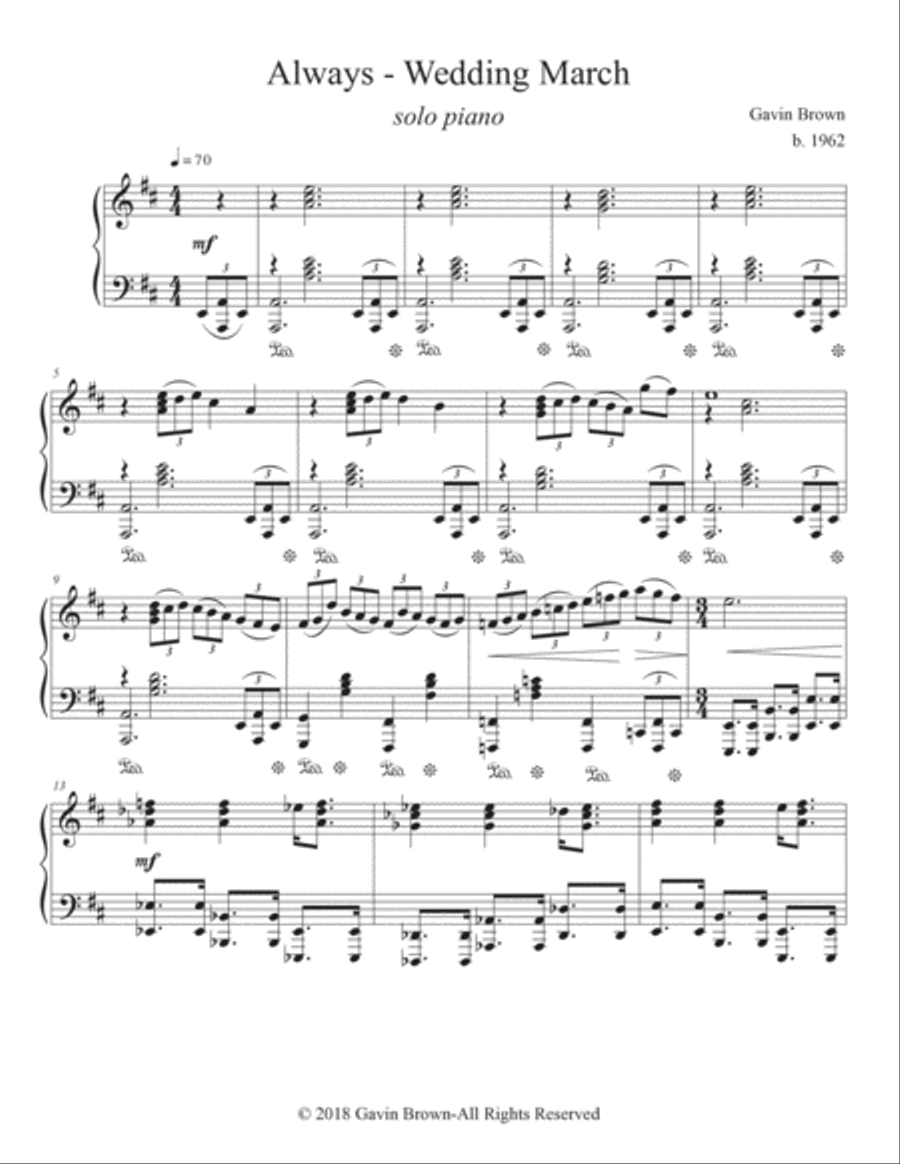 Always - Wedding March for Solo Piano Piano Solo scores gallery preview page 2