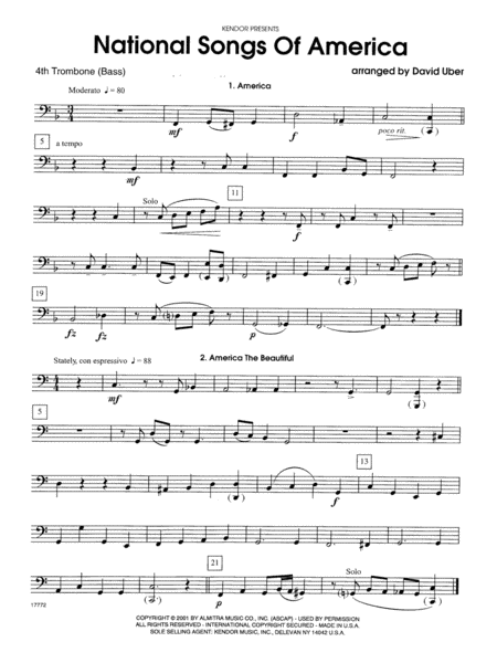 National Songs Of America - 4th Trombone
