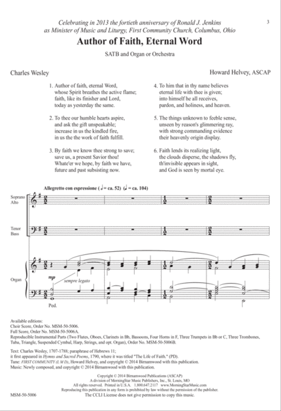 Author of Faith, Eternal Word 4-Part scores gallery preview page 2