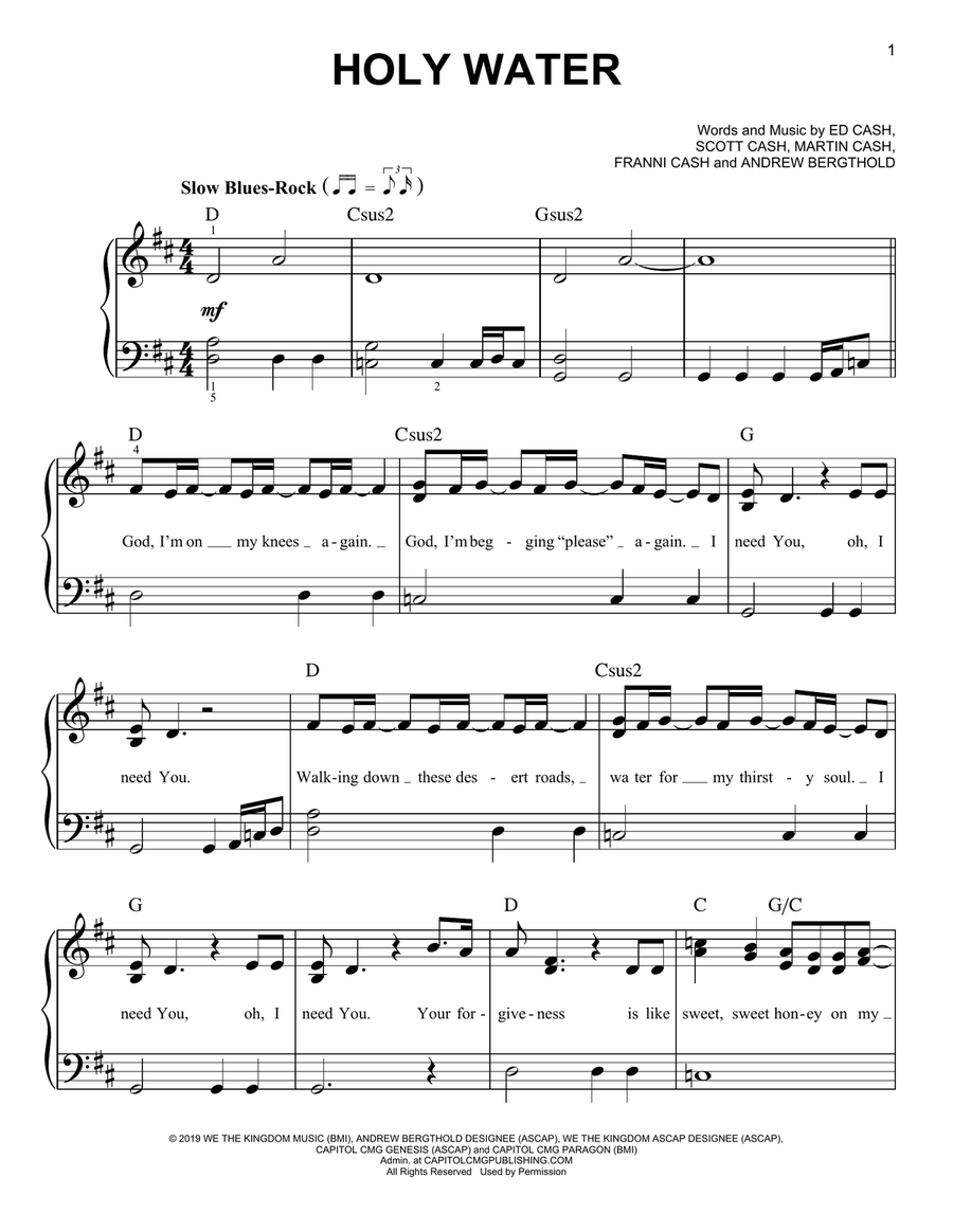 Holy Water Holy Water Easy Piano scores gallery preview page 1
