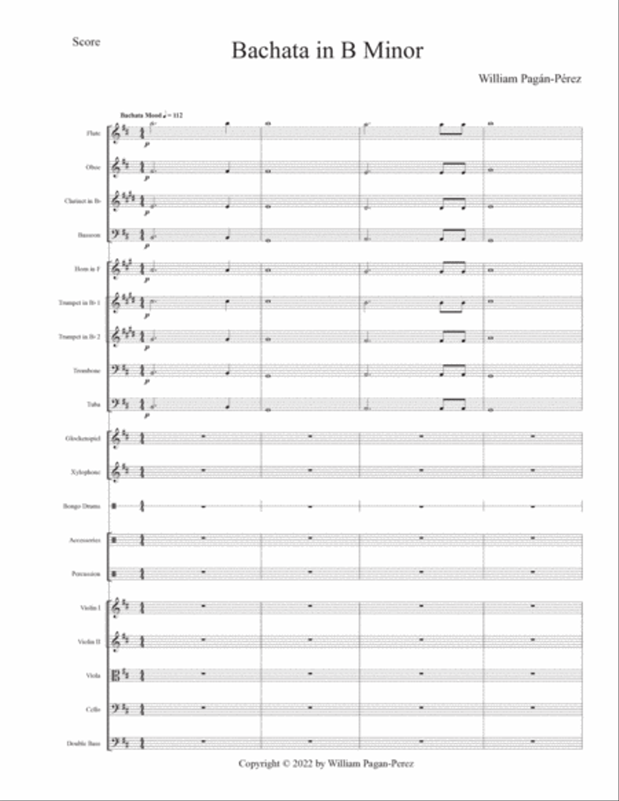 Bachata in B Minor Full Orchestra scores gallery preview page 2