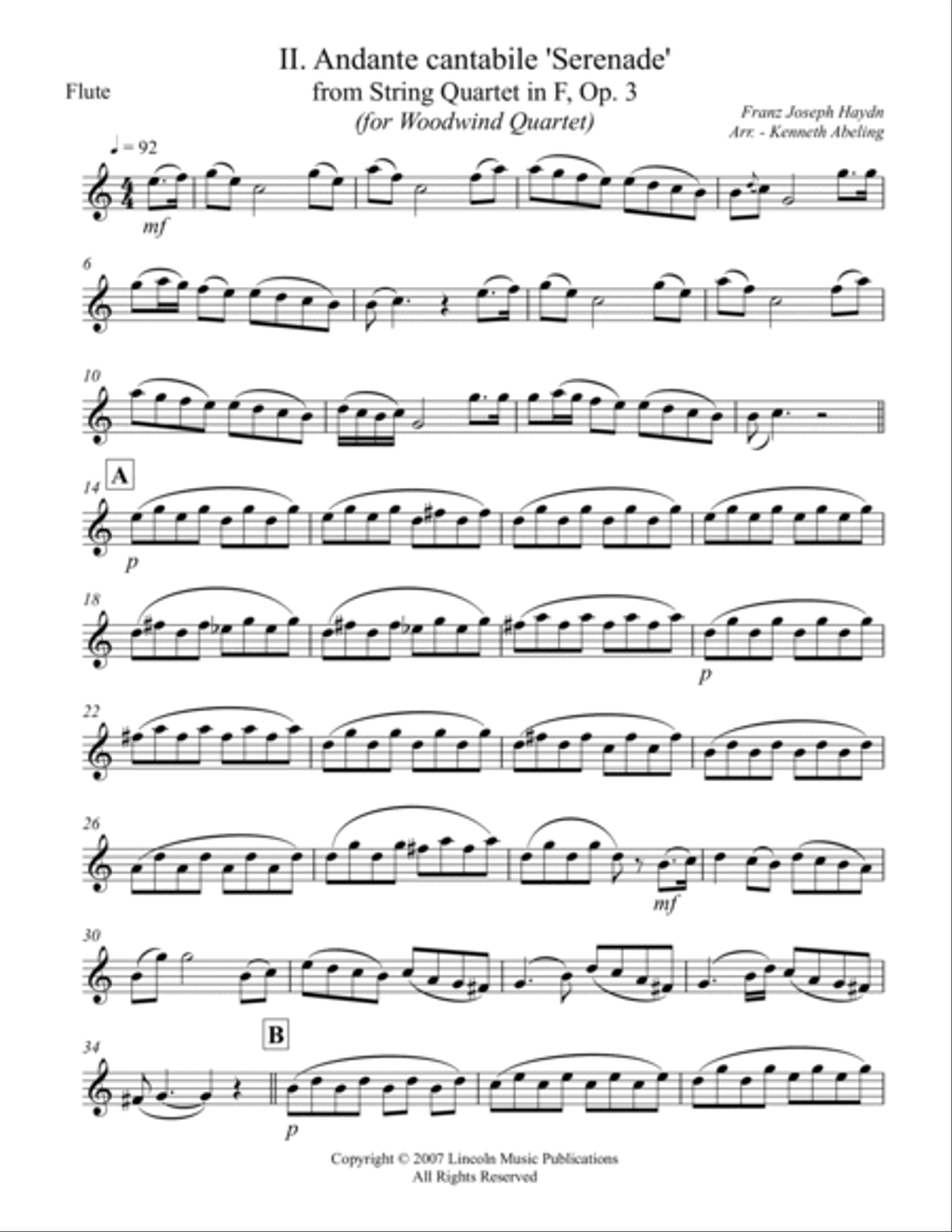 Haydn - “Serenade” (for Woodwind Quartet) Woodwind Quartet scores gallery preview page 6
