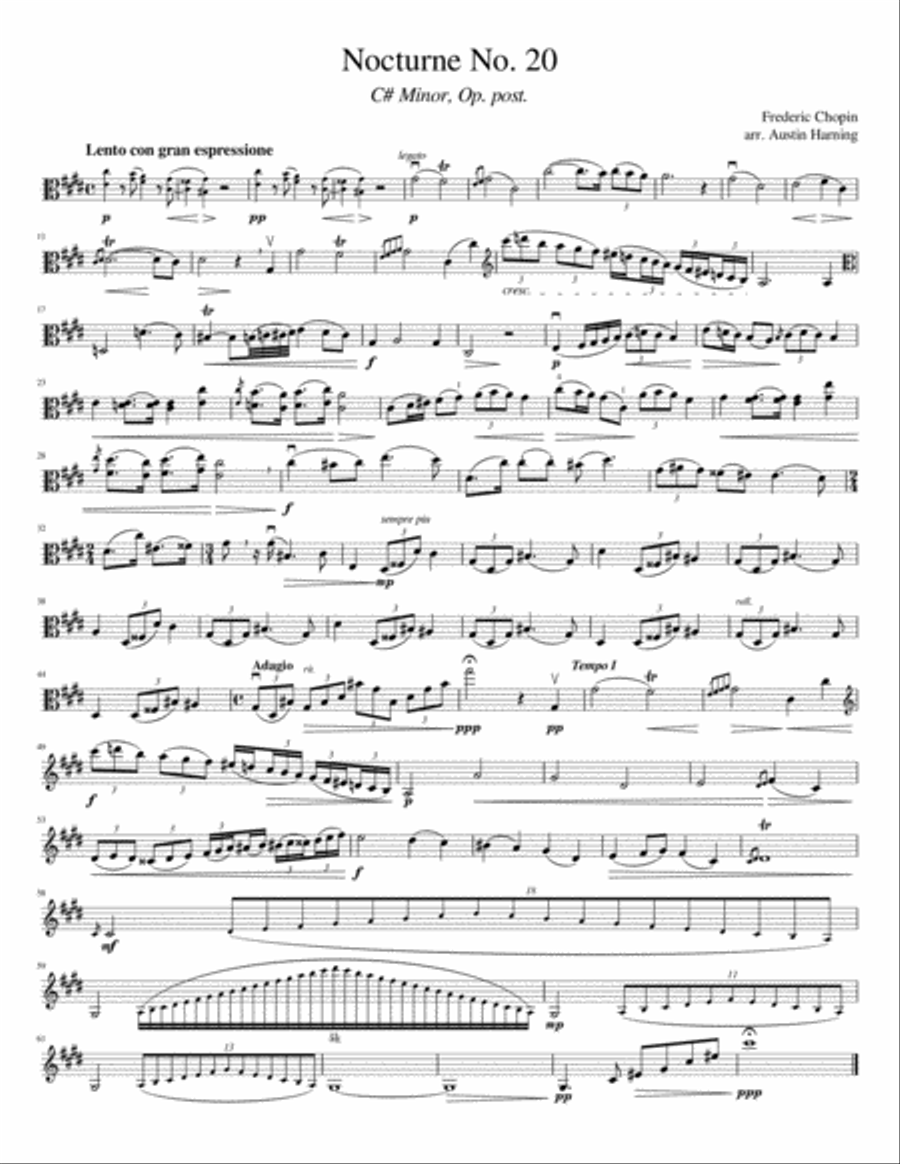 Nocturne No. 20, for Solo Viola Viola Solo scores gallery preview page 1