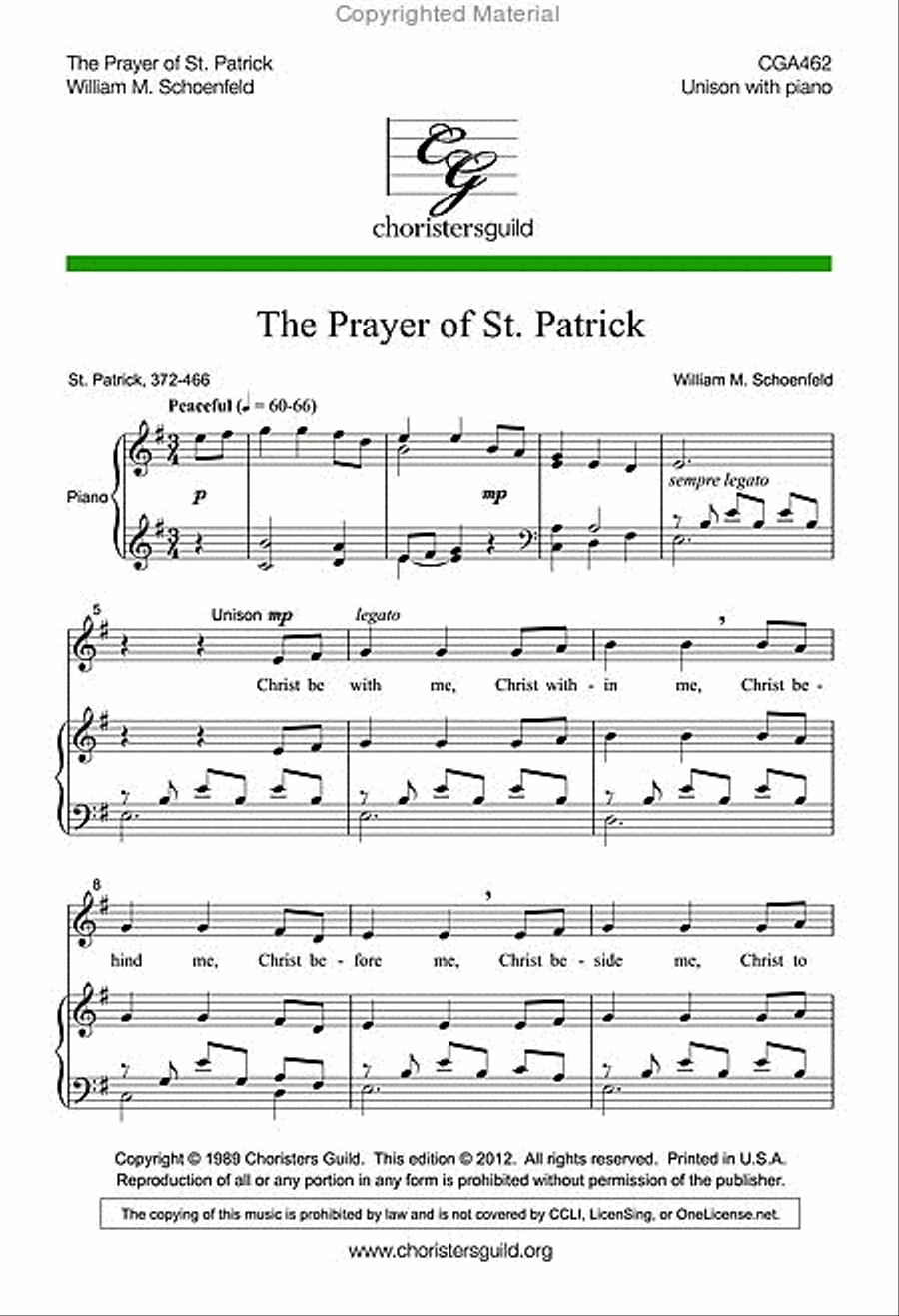 The Prayer of St Patrick Unison Choir scores gallery preview page 2