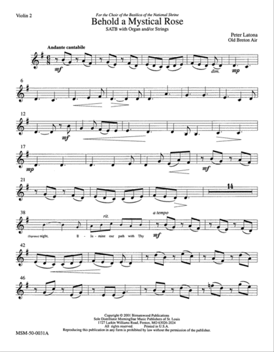 Behold, a Mystical Rose (Downloadable String Parts) Choir scores gallery preview page 3