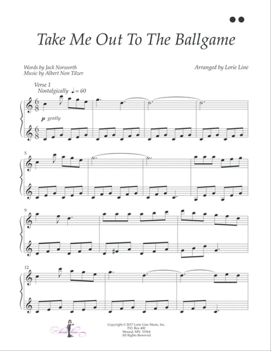 Take Me Out To The Ballgame Easy Piano scores gallery preview page 2