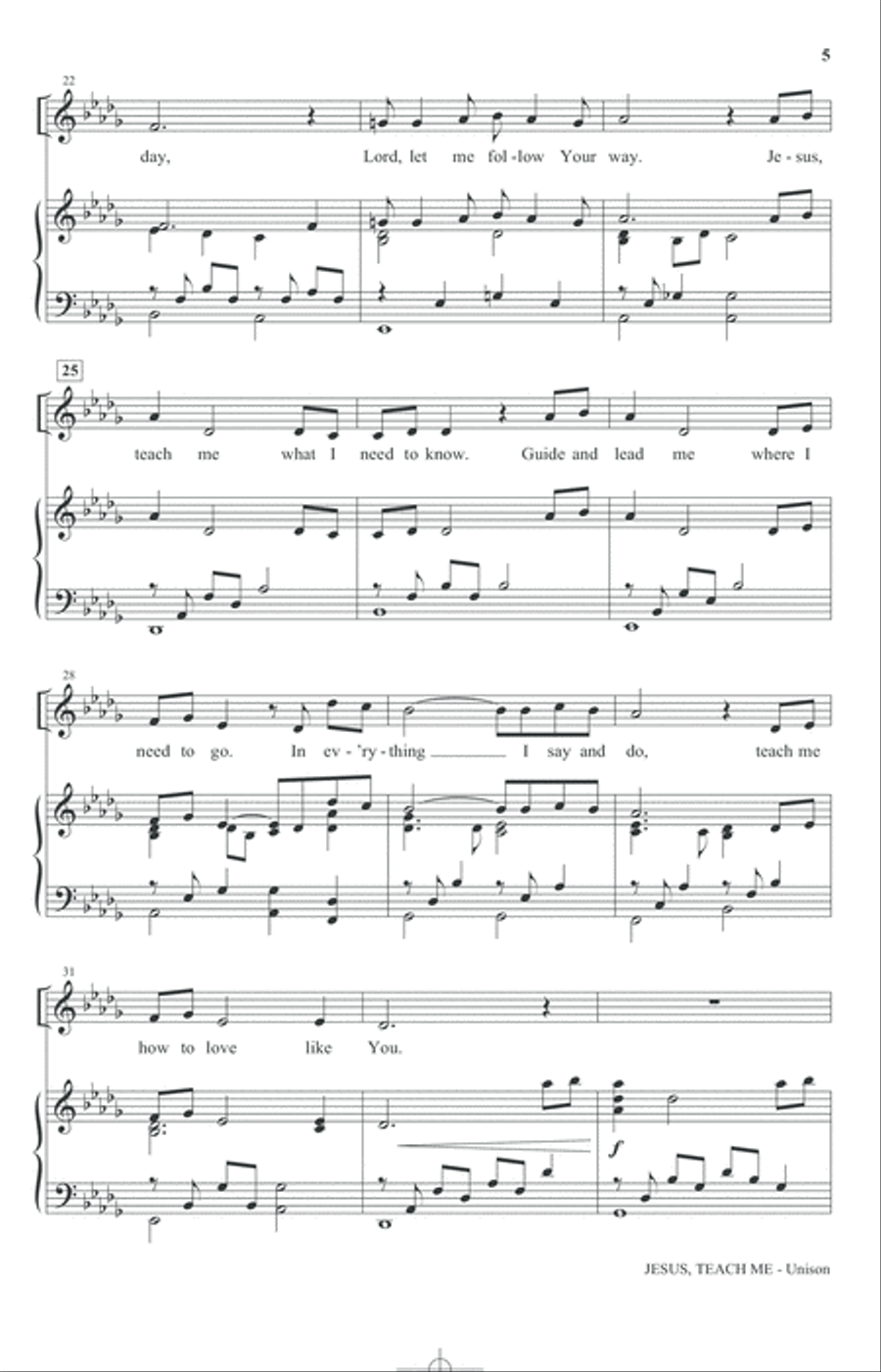 Jesus, Teach Me Jesus, Teach Me Unison Choir scores gallery preview page 3
